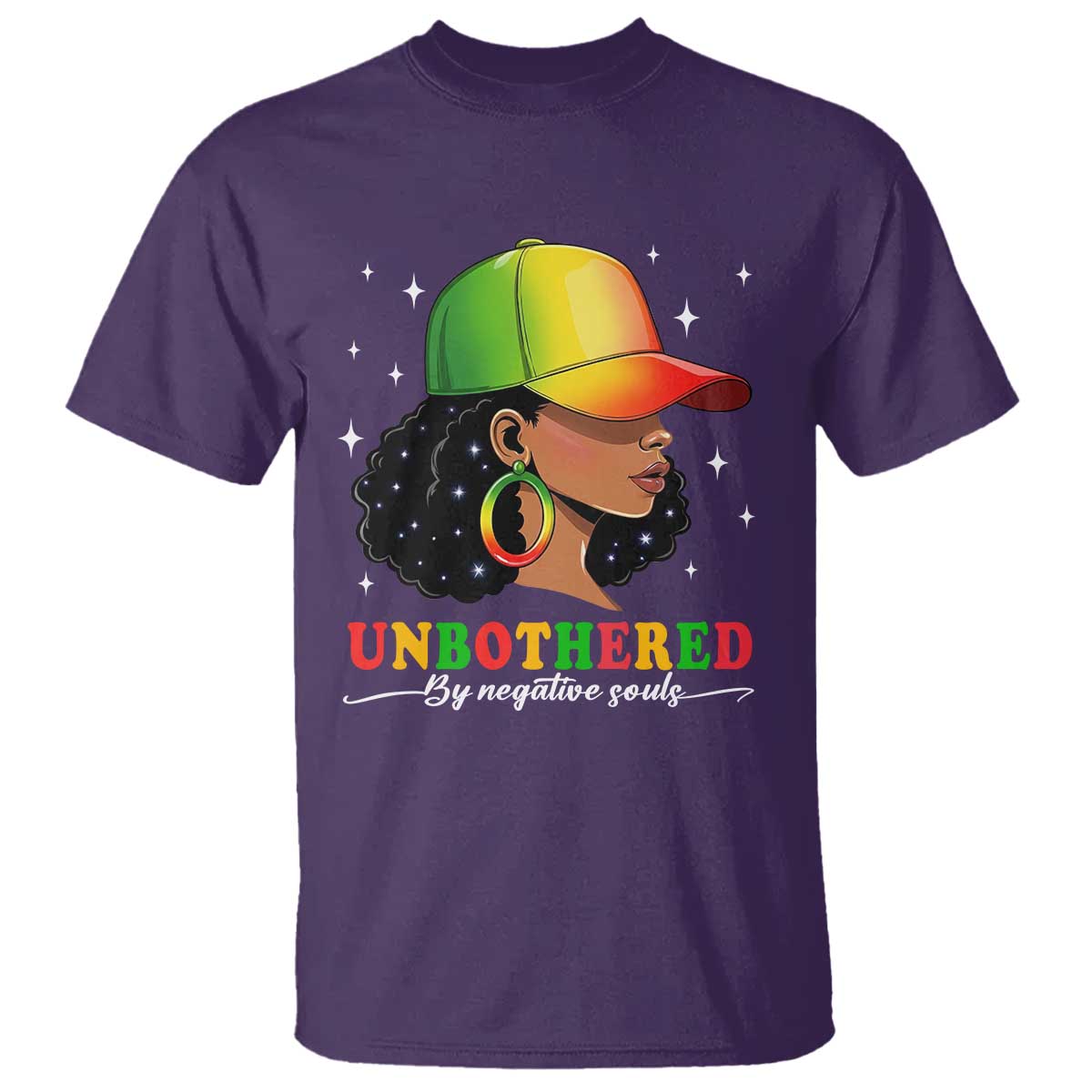 Afro African American T Shirt Unbothered By Negative Souls Black Sassy Queen