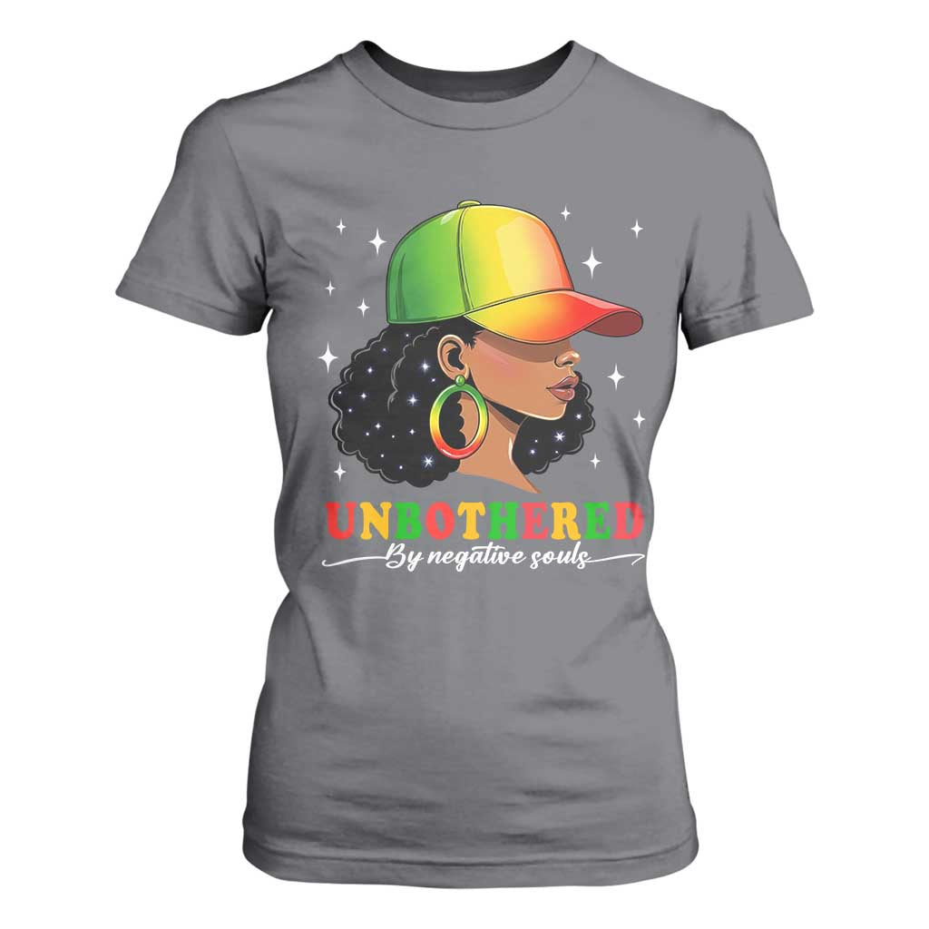 Afro African American T Shirt For Women Unbothered By Negative Souls Black Sassy Queen