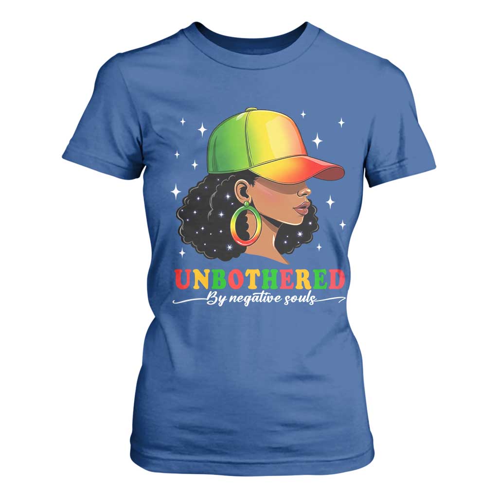 Afro African American T Shirt For Women Unbothered By Negative Souls Black Sassy Queen