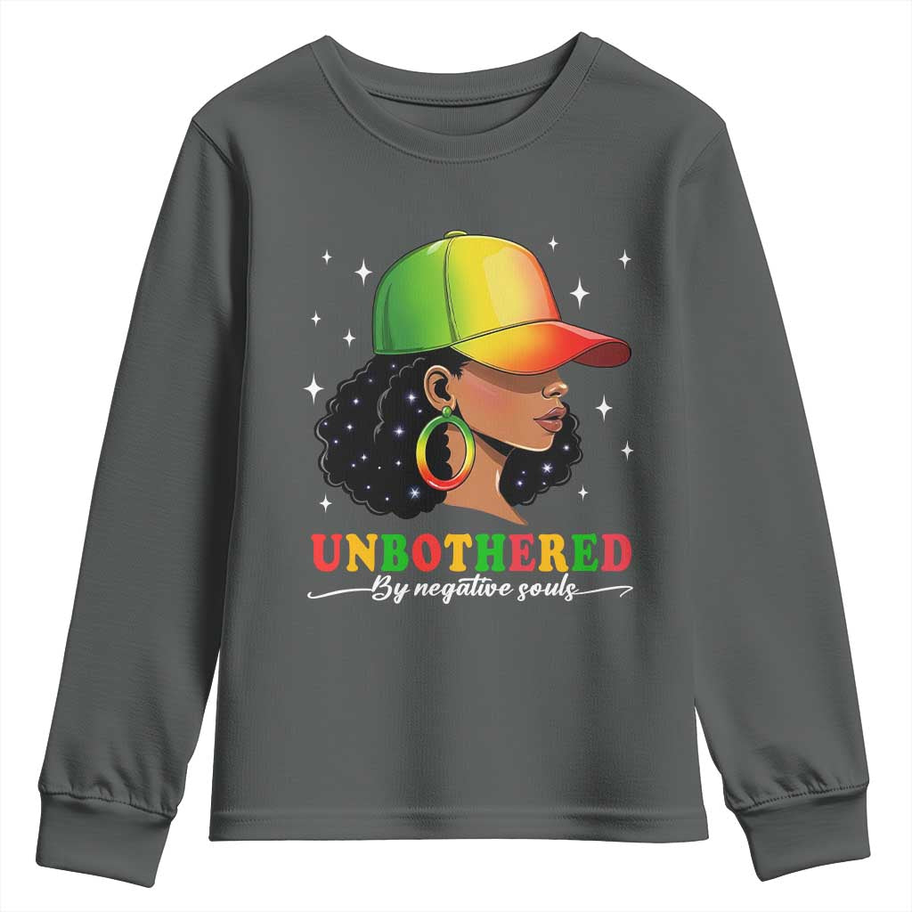 Afro African American Youth Sweatshirt Unbothered By Negative Souls Black Sassy Queen