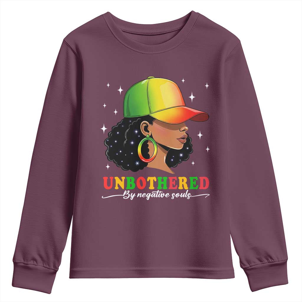 Afro African American Youth Sweatshirt Unbothered By Negative Souls Black Sassy Queen