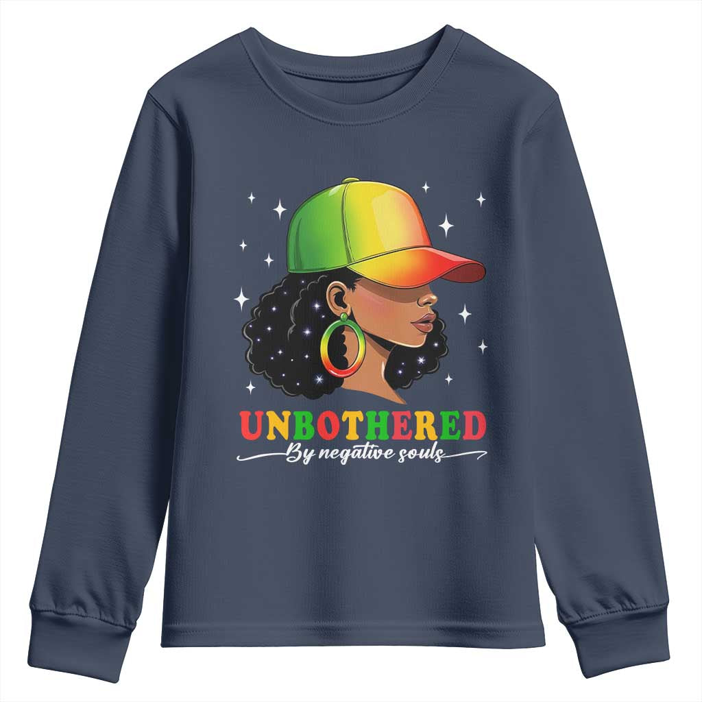Afro African American Youth Sweatshirt Unbothered By Negative Souls Black Sassy Queen