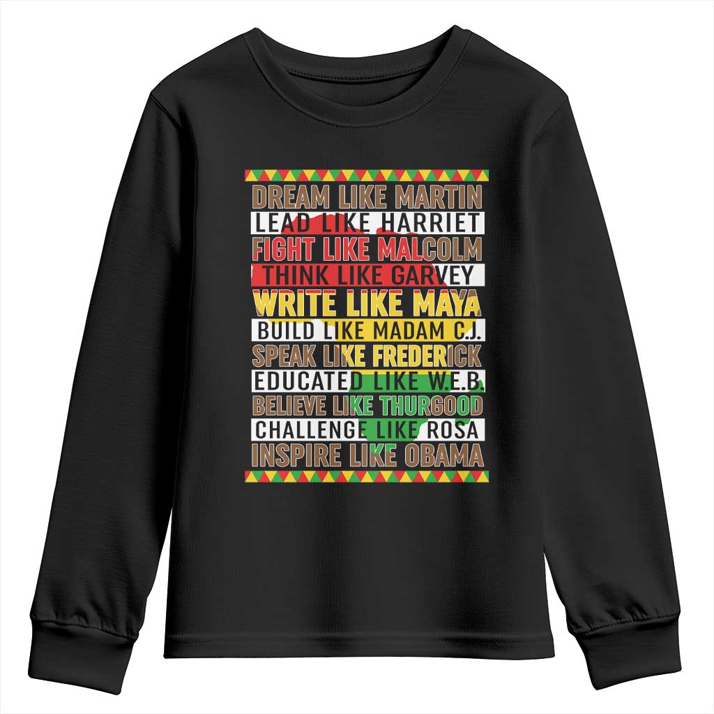 Black History Month Youth Sweatshirt Dream Like Martin Lead Like Harriet