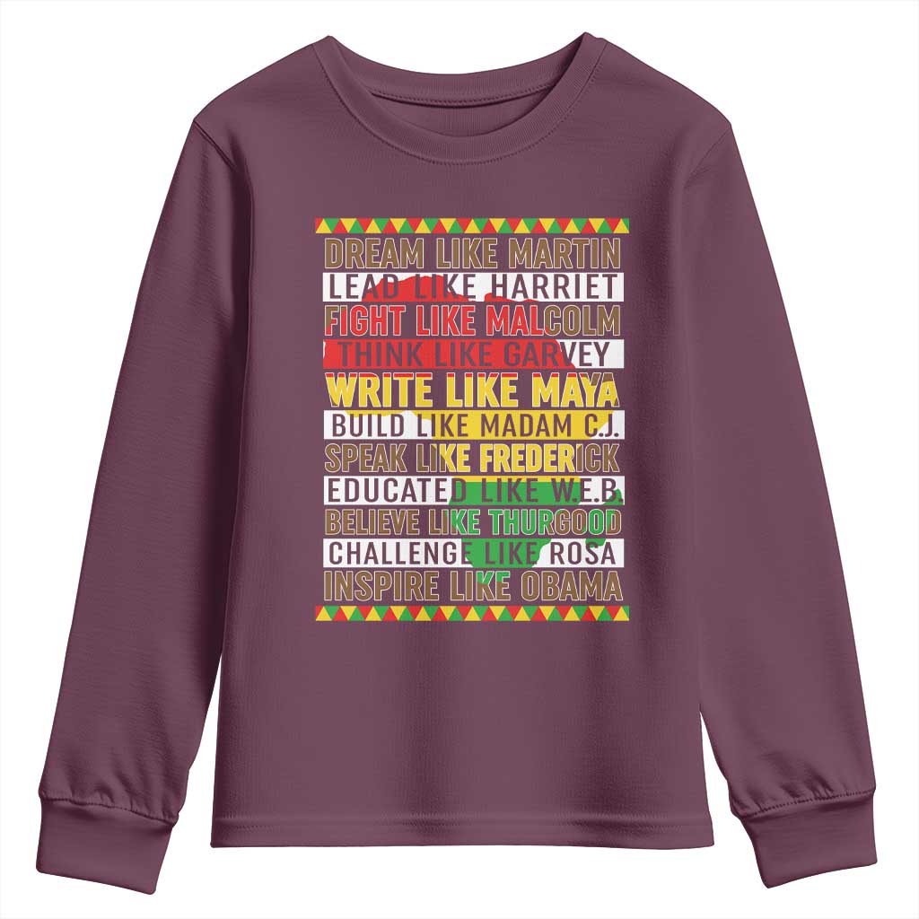 Black History Month Youth Sweatshirt Dream Like Martin Lead Like Harriet