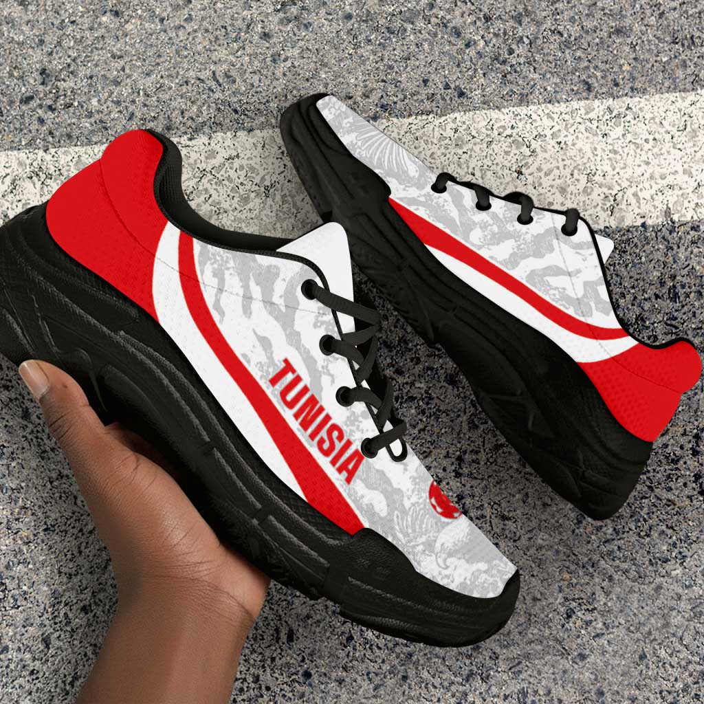 Tunisia 2026 Football Chunky Sneakers Eagles of Carthage Grunge Curve Stylized - African Pride